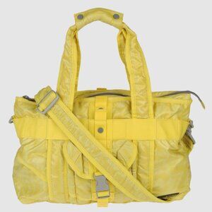 DIESEL vintage nylon yellow patterned tote laptop bag many pockets